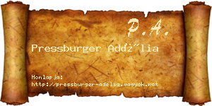 Pressburger Adélia névjegykártya